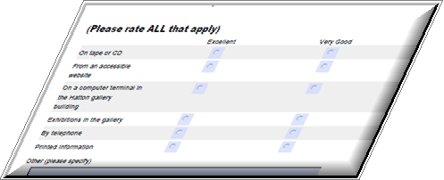 Survey extract with tick and text boxes